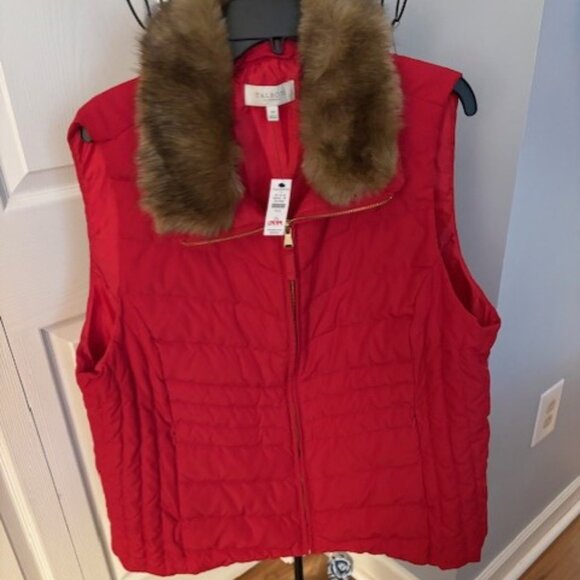 TALBOTS | Faux Fur Collar Down Puffer Vest Size 2X - Picture 2 of 2